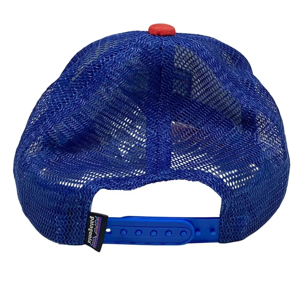 Patagonia Fitz Roy Trucker Hat Cap Mesh SnapBack Blue White Red Used - Picture 3 of 6